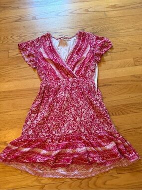 miami Pink Floral Wrap-Surplus Mini Dress